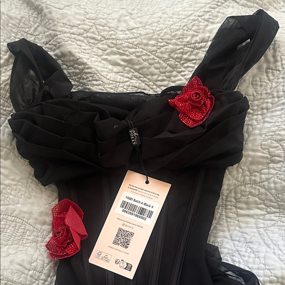 Oh Polly Black Mini Dress with Red Accents - Picture 5 of 6